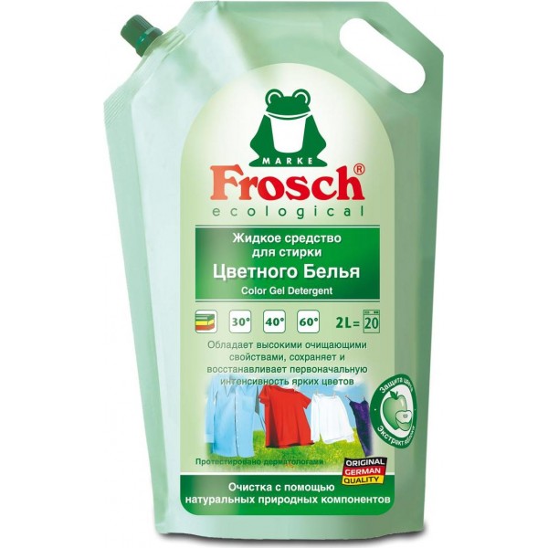 Լվացքի հեղուկ գունավոր հագուստի համար Frosch 2 լ. Լվացքի հեղուկ գունավոր հագուստի համար Frosch 2 լ.