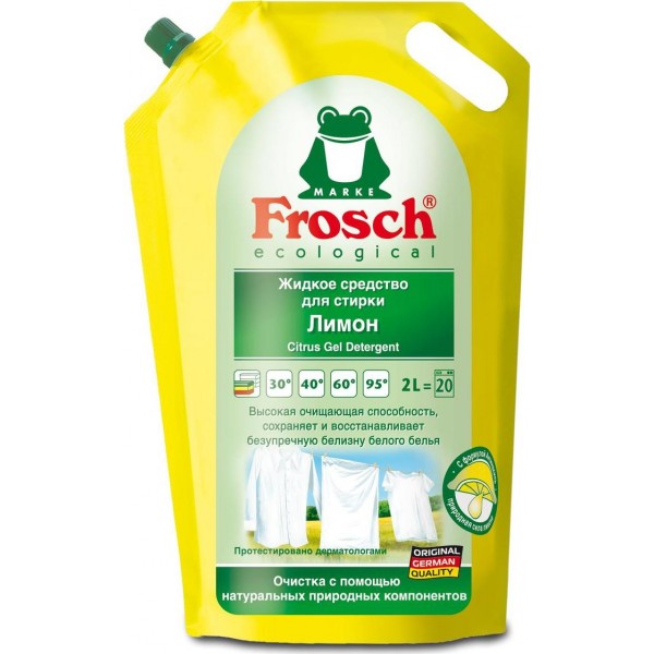 Լվացքի հեղուկ Frosch Կիտրոն Սպիտակ հագուստի համար 2 լ. Լվացքի հեղուկ Frosch Կիտրոն Սպիտակ հագուստի համար 2 լ.